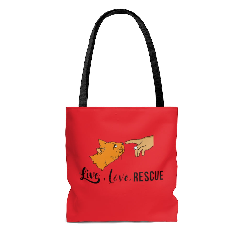 Live Love Rescue Cat Tote Bag, Best Cat Stuff